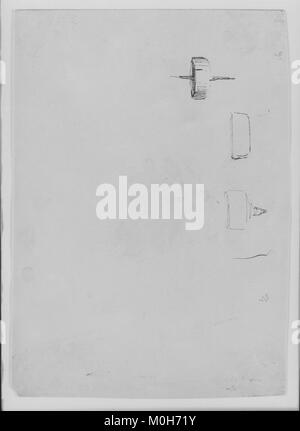 Un dessin du XIXe siècle intitulé « Monk Said Grace, Tibi Gracias » au recto, avec trois croquis de lampe au verso. L'œuvre représente un moine dans la prière et les études d'objets d'éclairage, reflétant l'observation détaillée et la pratique de la composition. Banque D'Images