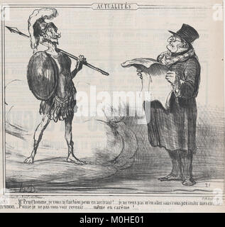 Lithographie intitulée 'mars... Je vous ai fait bien peur...' Extrait de la série Actualités, parue dans le Charivari le 20 juillet 1859. Créé par Honoré Daumier, il satirit les thèmes militaires et politiques de la France du XIXe siècle. Banque D'Images