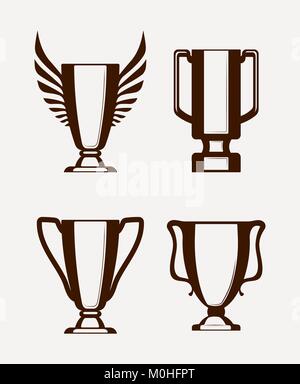 Ensemble de 4 tasses champion icône du sport. Vector illustration. Illustration de Vecteur