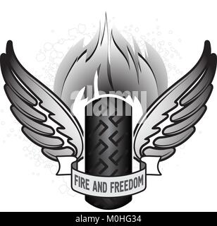 Le feu et la liberté de conception de moto pour emblème ou logo Illustration de Vecteur