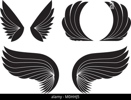 Ensemble de trois paires d'ailes noires. Vector illustration. Illustration de Vecteur