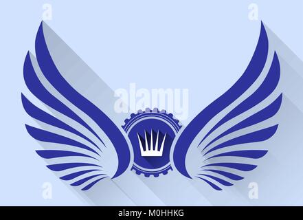Icône de l'héraldique avec des ailes. couronne et ombre. Illustration vecteur élégant pour la conception de votre logo ou d'un tatouage. Illustration de Vecteur