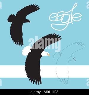 Eagle vector illustration télévision style silhouette noire dessin Illustration de Vecteur