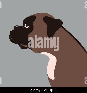 Boxer chien côté profil de tête style plat vector illustration Illustration de Vecteur