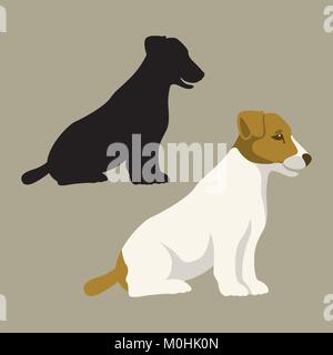 Russel terrier chien style plat vector illustration silhouette noire Illustration de Vecteur