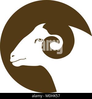 Ram Head vector illustration style plat côté profil Illustration de Vecteur