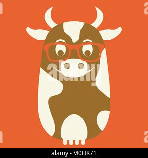 Dans les verres vache plat à l'illustration vectorielle recto Illustration de Vecteur