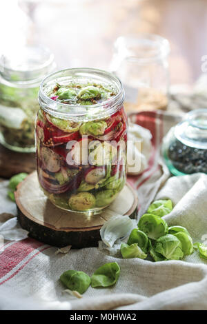 Pot plein de légumes fermentés. Banque D'Images