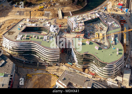 Vue aérienne, la plus grande construction site est encore le Kö-Bogen, l'extension de la rue commerçante Königsallee dans le jardin de la cour. L'Kö-Bogen buil Banque D'Images