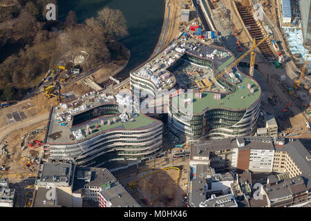 Vue aérienne, la plus grande construction site est encore le Kö-Bogen, l'extension de la rue commerçante Königsallee dans le jardin de la cour. L'Kö-Bogen buil Banque D'Images