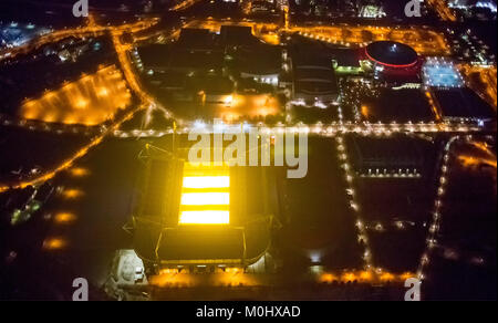 Vue aérienne, Westfalenstadion Dortmund, chauffage sol rougeoyant, jaune, noir, SignalIdunaPark Parc Signal Iduna, BVB Stadion Dortmund City Crown salon W Banque D'Images