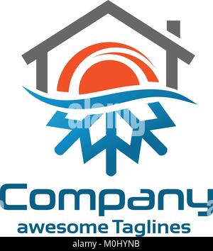 Symbole chaud et froid avec le logo de toiture concept Illustration de Vecteur