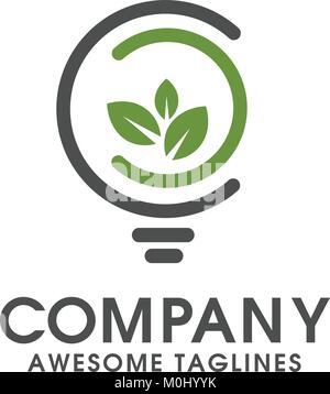 L'innovation verte,logo concept vert, éco conception géométrique des lames. Vector Illustration de Vecteur