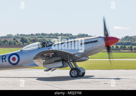 Gros plan d'une taxation sur Spitfire Le 22 septembre 2017 à Duxford, España Banque D'Images