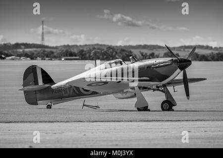 Hawker Hurricane stationnés sur l'aérodrome le 23 septembre 2017 à Duxford Cambridgeshire, Royaume-Uni Banque D'Images