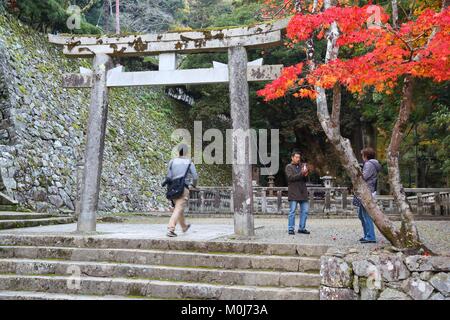 Le JAPON, MINOO - 22 NOVEMBRE 2016 : les visiteurs à l'ère Meiji no Mori Mino Parc Quasi-National près d'Osaka, au Japon. Le parc est connu pour ses spectaculaires de l'automne Banque D'Images