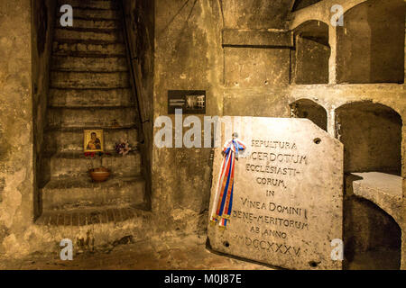 Crypte de l'église de St Cyrils à Prague, le dernier lieu de cachette des commandos tchèques de la Seconde Guerre mondiale de 7 après l'assassinat de Reinhard Heydrich en 1942 Banque D'Images