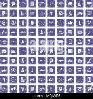 Stratégie 100 icons set grunge sapphire Illustration de Vecteur