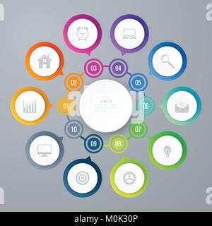 Modèle 10 infographies options avec circle Illustration de Vecteur