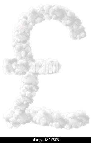 Symbole de la livre sterling fabriqués à partir de nuages sur fond blanc Banque D'Images