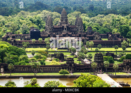 Vue aérienne d'Angkor Wat, vu depuis une montgolfière, Siem Reap, Cambodge Banque D'Images