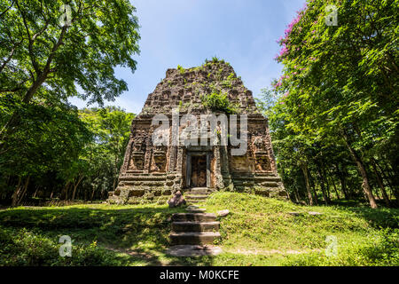 Tour à Prasat Ouais Puon, le groupe du Sud, Sambor Prei Kuk Kompong Thom, au Cambodge ; Banque D'Images