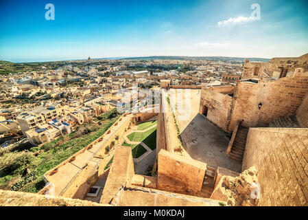 Victoria, l'île de Gozo, Malte : Vue aérienne de la Cittadella Banque D'Images