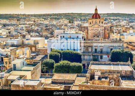 Victoria, l'île de Gozo, Malte : Vue aérienne de la Cittadella Banque D'Images