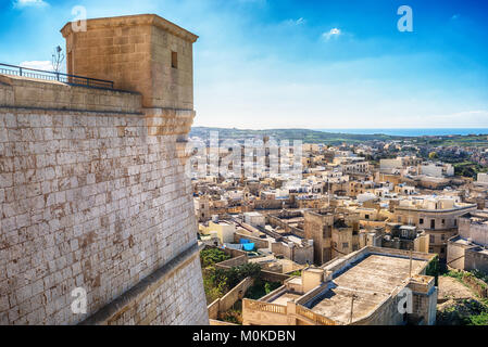 Victoria, l'île de Gozo, Malte : Vue aérienne de la Cittadella Banque D'Images