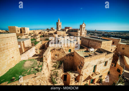 Victoria, l'île de Gozo, Malte : Vue aérienne de la Cittadella Banque D'Images