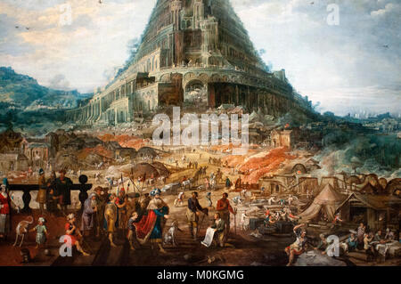 Joos de Momper Frans Franken figurs ll ( ll ) La Tour de Babel au Musées royaux des Beaux-Arts de Belgique, Musées royaux des beaux-Arts, Rue du Musée Banque D'Images