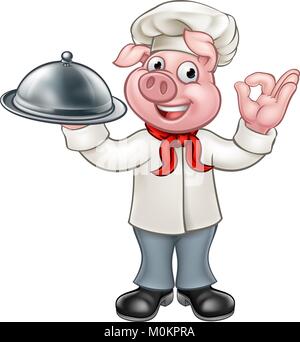 Chef de porc Personnage Mascot Illustration de Vecteur