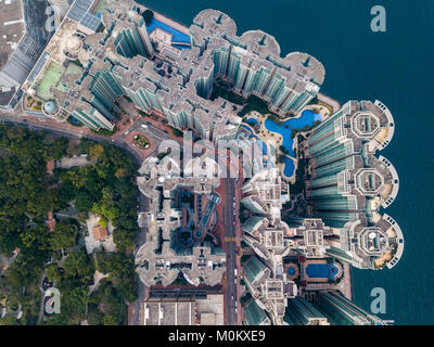 Logement privé de Hong Kong du drone view Banque D'Images