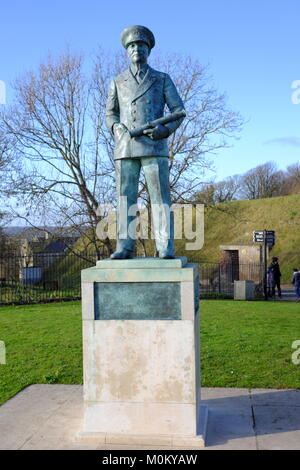 Statue de l'amiral Sir Bartram Ramsay Vice amiral Dover au château de Douvres. Banque D'Images