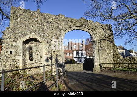Une partie des anciens murs de la ville de Canterbury, Kent Banque D'Images