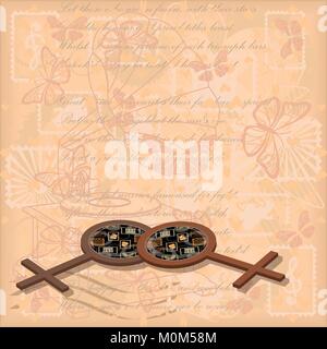 Double Miroir de Vénus sur fond vintage Illustration de Vecteur