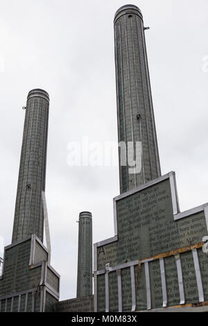 Londres, Royaume-Uni. 22 janvier, 2018. Un détail d'un modèle de Battersea Power Station. La semaine dernière, il a été signalé que le Grade II-énumérés Battersea Power Station serait vendu à fonds souverain malaisien Permodalan Nasional Berhad (PNB) et de la Caisse de prévoyance des employés de la Malaisie de 1,6 milliards € dans l'une des plus importantes transactions de propriété. Credit : Mark Kerrison/Alamy Live News Banque D'Images