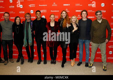 Park City, Utah, USA. 22 janvier, 2018. Ehren Kruger, Semi Chellas, Tom Felton, Devon Terrell, Sarah Curtis, Claire McCarthy, Naomi Watts, George MacKay, Daniel Bobker aux arrivées d'Ophélie en première mondiale au Festival du Film de Sundance 2018, Théâtre Eccles, Park City, UT 22 Janvier, 2018. Credit : JA/Everett Collection/Alamy Live News Banque D'Images