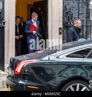 Londres, Royaume-Uni. 23 janvier, 2018. Gavin Williamson, Secrétaire de la Défense, quitte Downing Street à la suite d'une réunion du Cabinet Crédit : Ian Davidson/Alamy Live News Banque D'Images