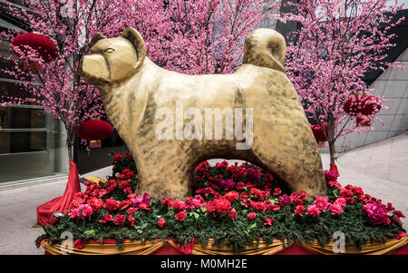 Kuala Lumpur, Malaisie. 22 janvier, 2018. Kuala Lumpur centres commerciaux sont en train de se préparer à accueillir l'année du chien, le Nouvel An chinois 2018 dans les semaines à venir. Banque D'Images