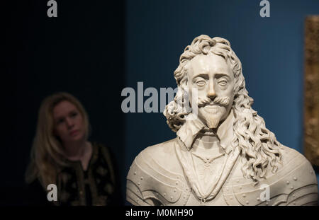 RA, Londres, Royaume-Uni. 23 Jan, 2018. Charles 1 : Lit King et collectionneur réunit les plus grands chefs-d'une collection vendus et dispersés à travers l'Europe après l'exécution de Charles 1er en 1649. L'exposition est présentée du 27 janvier au 15 avril 2018. Photo : François Dieussart. Charles I. le marbre. Le duc de Norfolk, Château d'Arundel. Credit : Malcolm Park/Alamy Live News. Banque D'Images