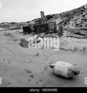 Bunker allemand, Leffrinckoucke batterie reste, Dunkerque, Nord, France Banque D'Images