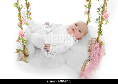 Happy baby girl, 4 mois, Banque D'Images
