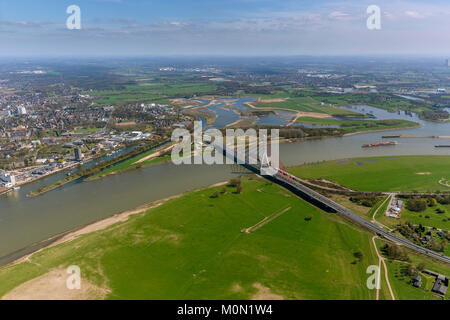 Nouveau pont du Rhin près de Wesel, reconstruction de l'embouchure de la Lippe près de Wesel dans le Rhin, Lippeverband, renaturation, Wesel, Bas-rhin, North Rhine Banque D'Images