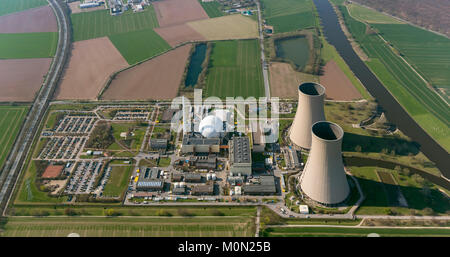 Grohnde centrale nucléaire, énergie nucléaire, centrale nucléaire sur la rivière Weser, tours de refroidissement, réacteur à eau pressurisée de Siemens, l'allemand Banque D'Images