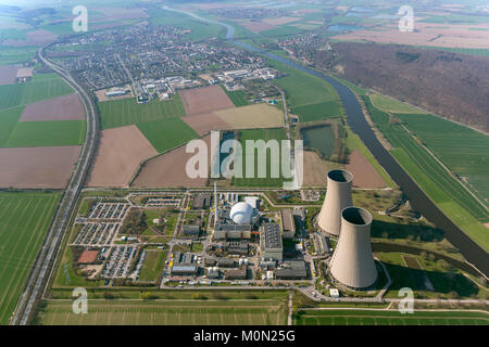 Grohnde centrale nucléaire, énergie nucléaire, centrale nucléaire sur la rivière Weser, tours de refroidissement, réacteur à eau pressurisée de Siemens, l'allemand Banque D'Images