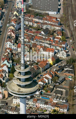 La tour de télévision de Brême,rangée de maisons du quartier Findorff, immeubles, appartements, de tuiles rouges, penthouses, vue aérienne, photos aériennes de Brême, B Banque D'Images