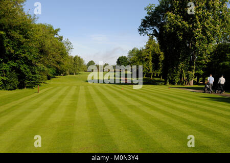 Vue depuis le 1er tee sur le parcours Rouge, Frilford Heath Golf Club, Abingdon, Oxfordshire, Angleterre Banque D'Images