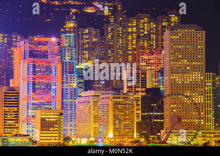Vue imprenable sur les gratte-ciel de Hong Kong City, Chine Banque D'Images