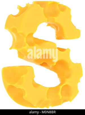 Cheeze font S lettre isolated over white background Banque D'Images